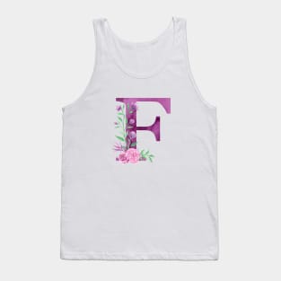 Floral Monogram F Beautiful Rose Bouquet Tank Top